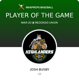 #1 Josh Busby Player of the Game badge