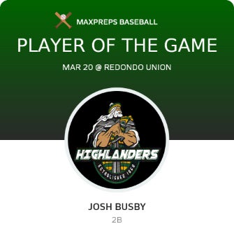#1 Josh Busby Player of the Game badge