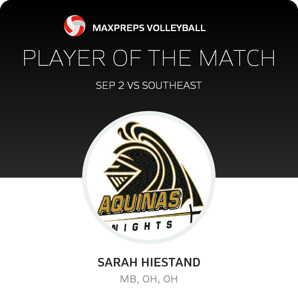 #9 Sarah Hiestand Player of the Game badge