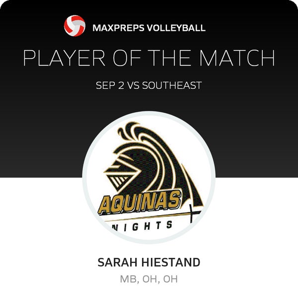 #9 Sarah Hiestand Player of the Game badge