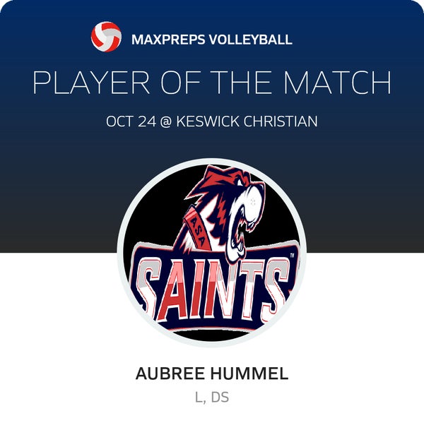 #8 Aubree Hummel Player of the Game badge
