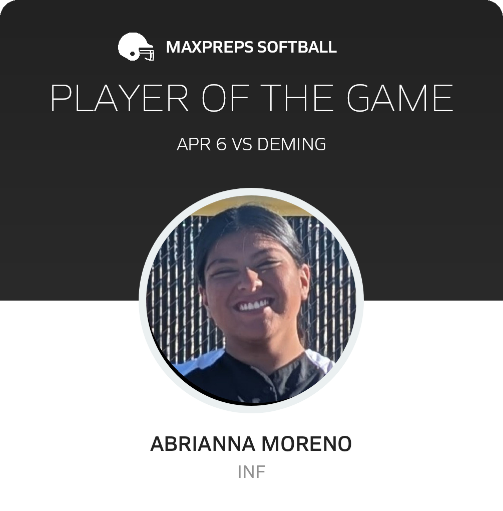 #9 Abrianna Moreno Player of the Game badge