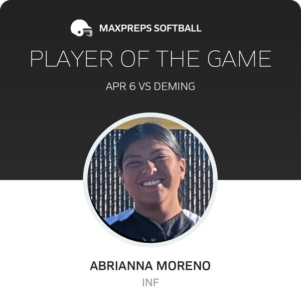 #9 Abrianna Moreno Player of the Game badge