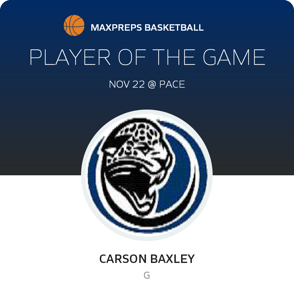 #21 Carson Baxley Player of the Game badge