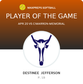 #21 Destinee  Jefferson Player of the Game badge
