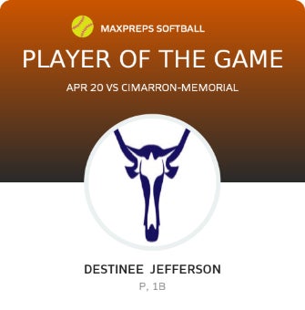 #21 Destinee Jefferson Player of the Game badge