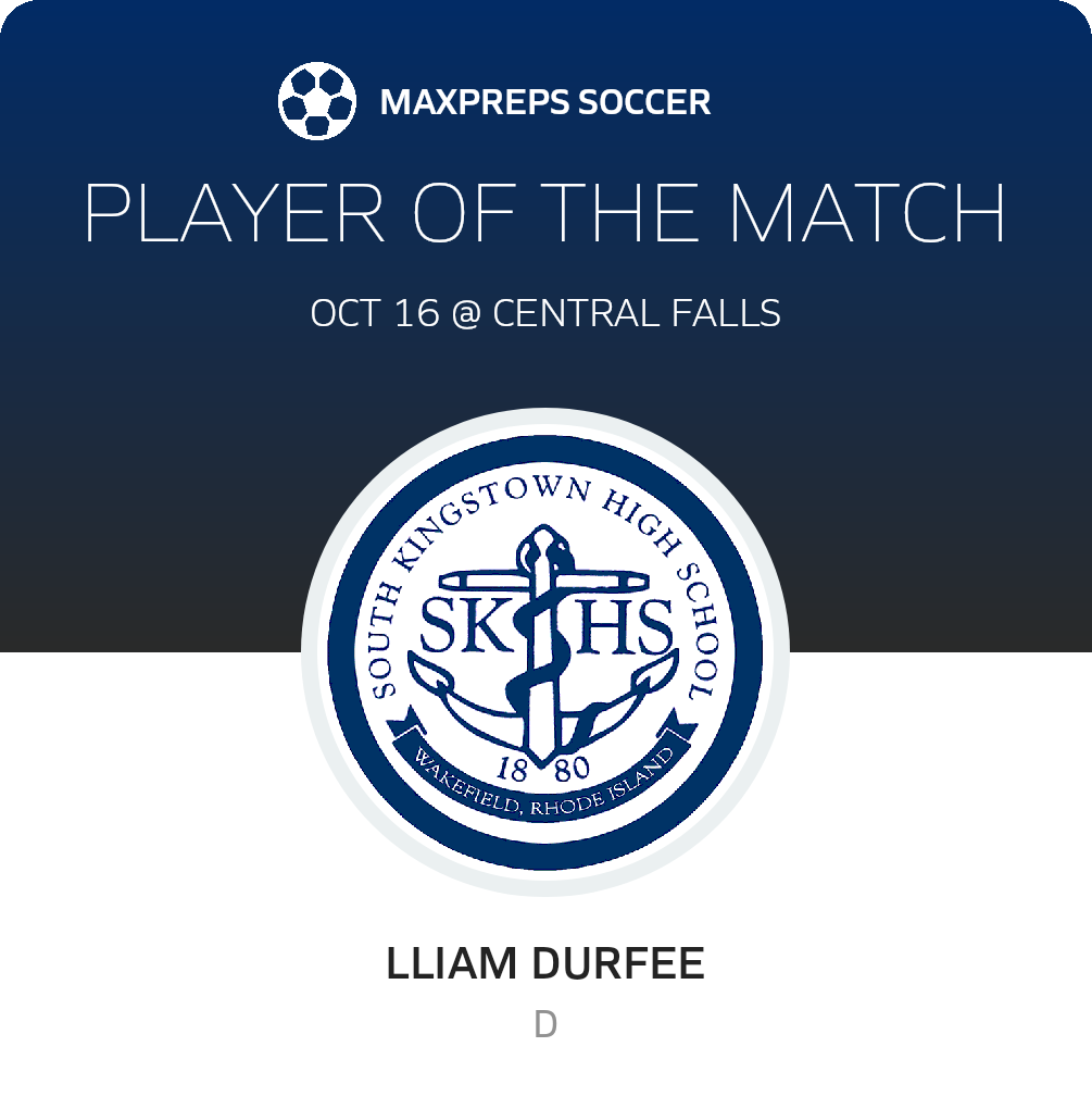 #5 Lliam Durfee Player of the Game badge