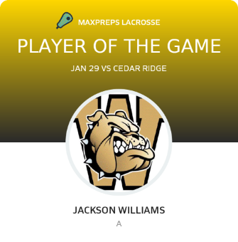 #10 Jackson Williams Player of the Game badge