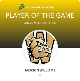 #10 Jackson Williams Player of the Game badge
