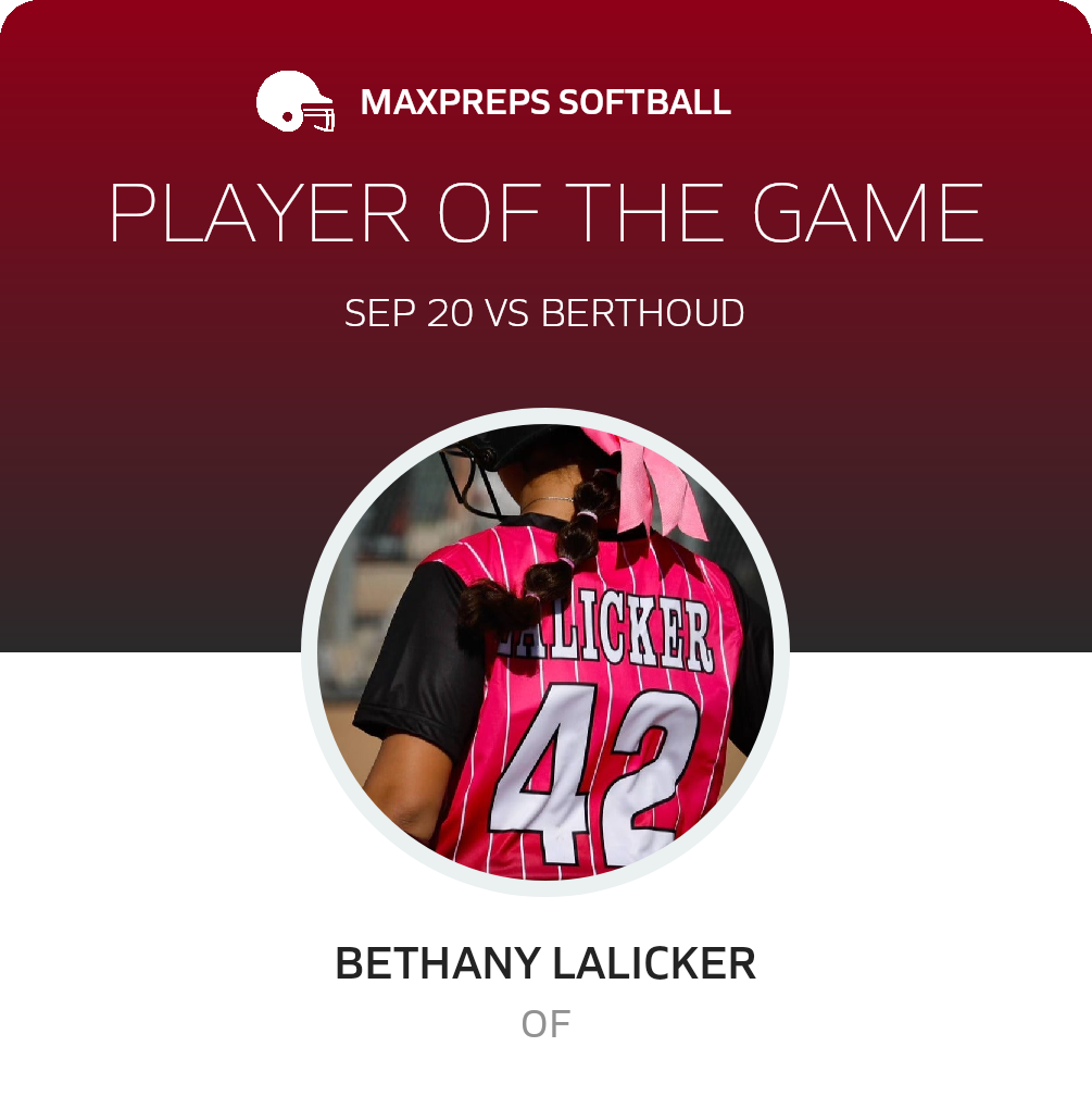 #42 Bethany Lalicker Player of the Game badge