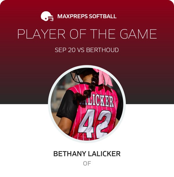 #42 Bethany Lalicker Player of the Game badge