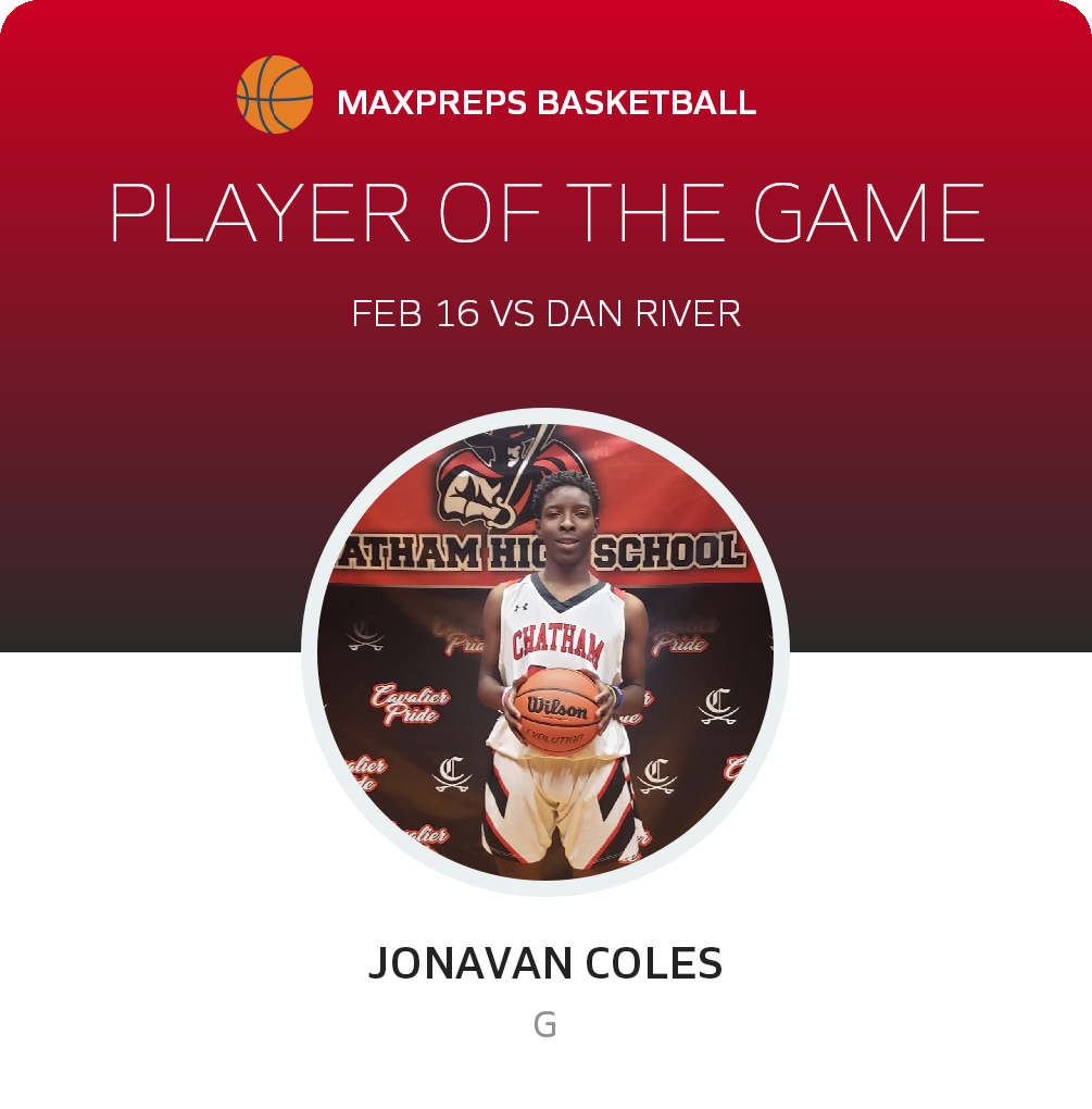 #24 Jonavan Coles Player of the Game badge
