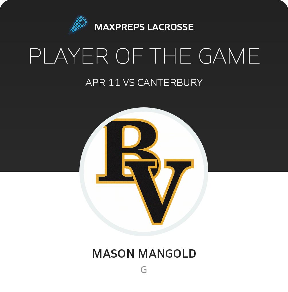 #9 Mason Mangold Player of the Game badge