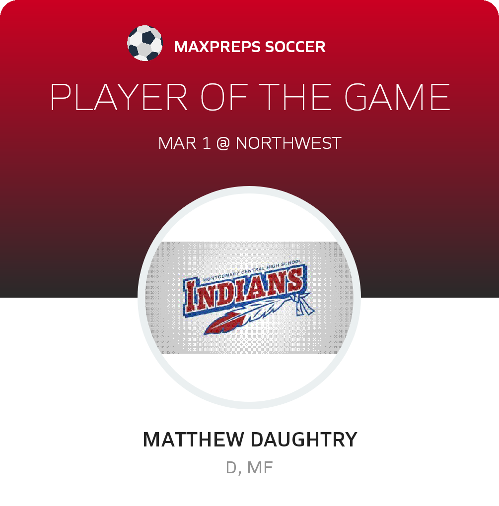 #23 Matthew Daughtry Player of the Game badge