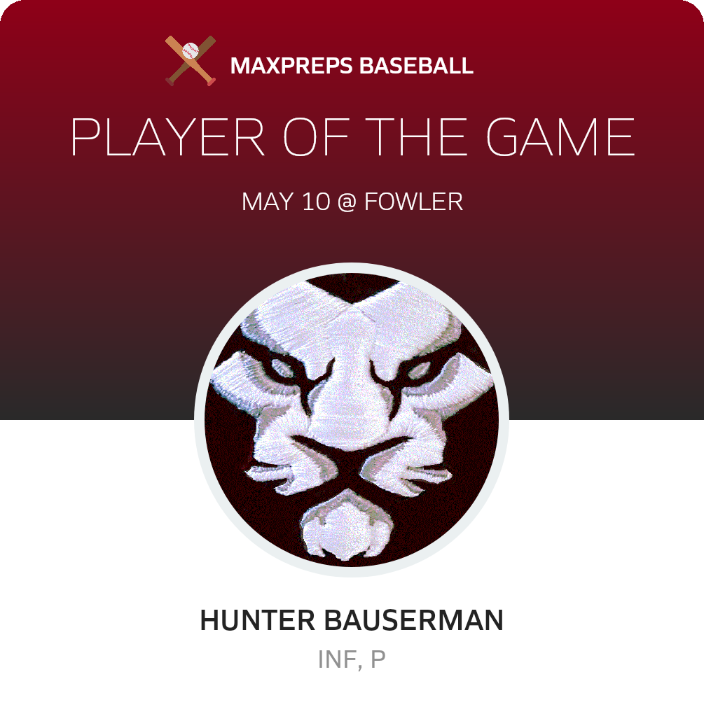 #2 Hunter Bauserman Player of the Game badge