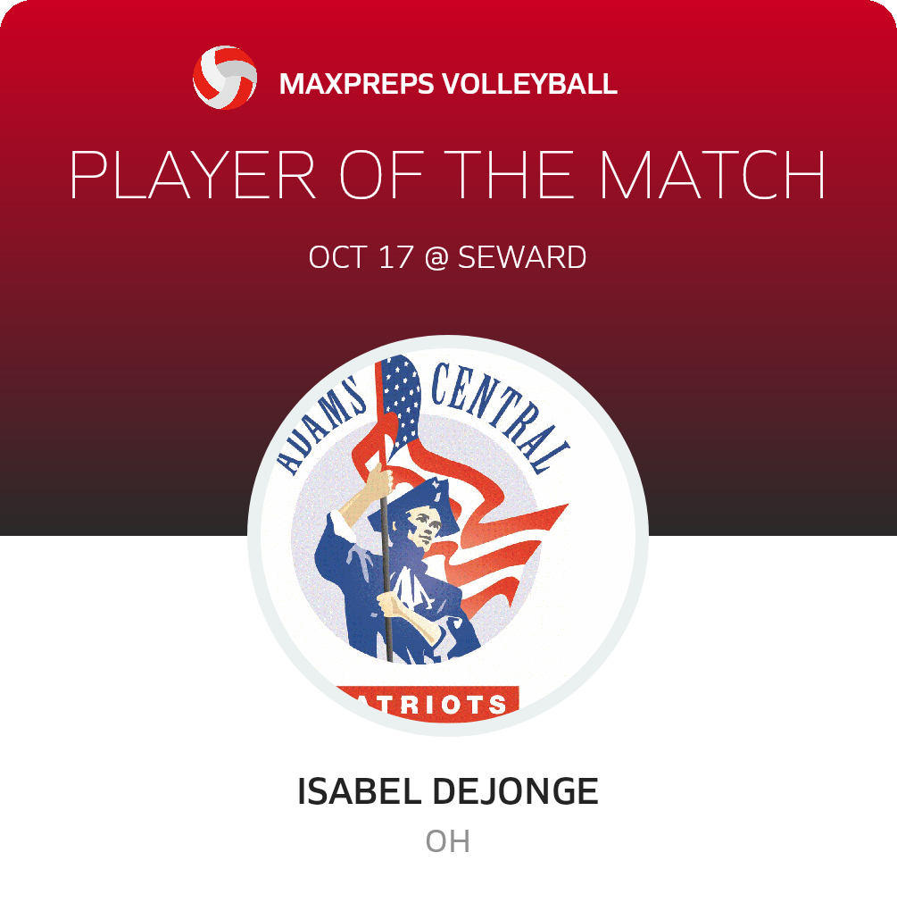 #16 Isabel DeJonge Player of the Game badge