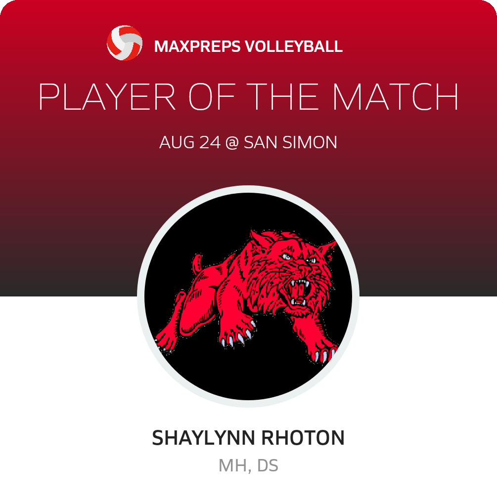 #4 Shaylynn Rhoton Player of the Game badge