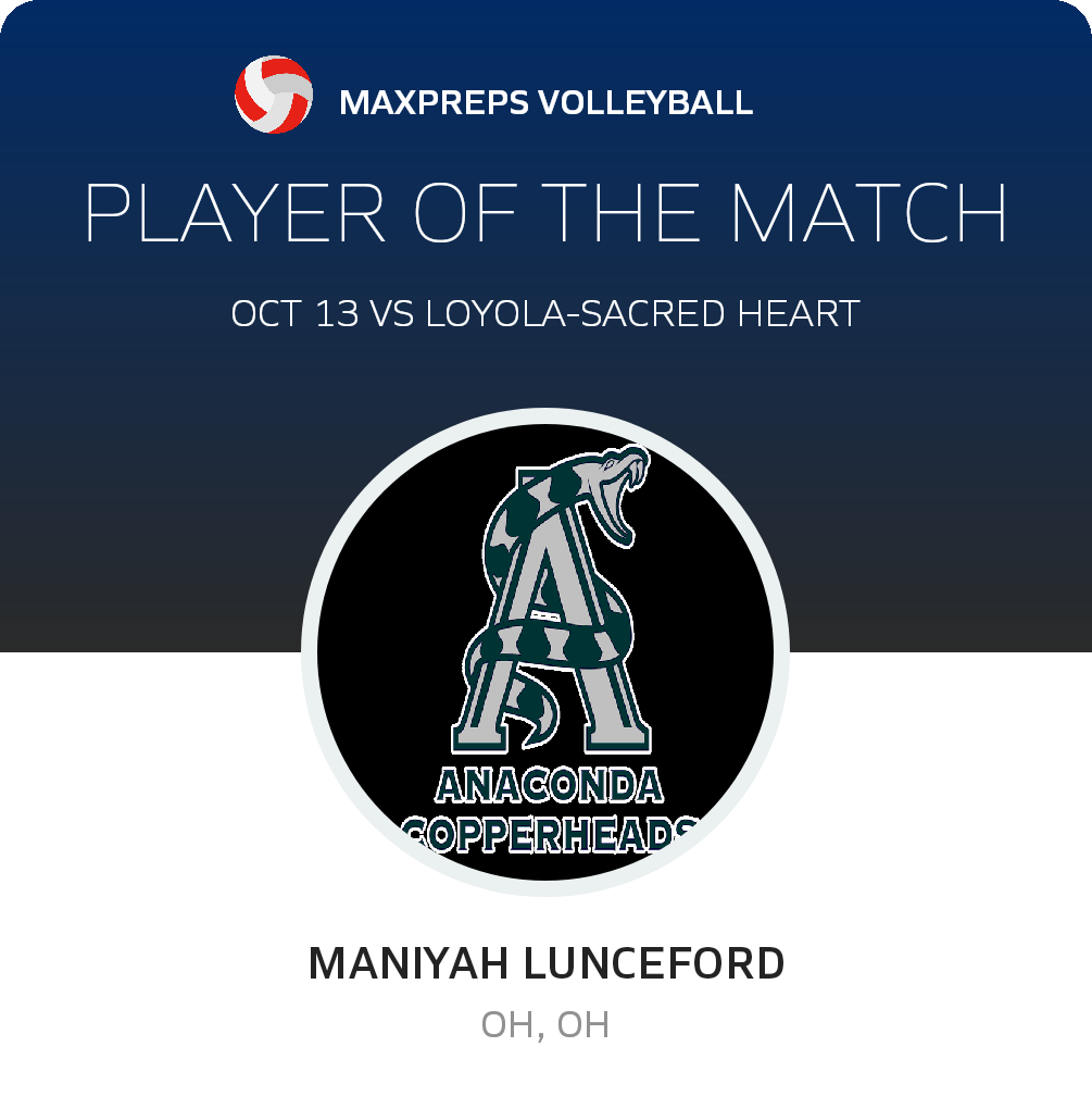 #17 Maniyah Lunceford Player of the Game badge