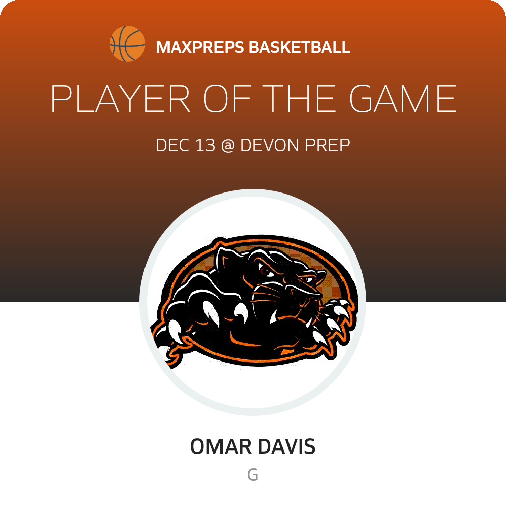 #5 Omar Davis Player of the Game badge