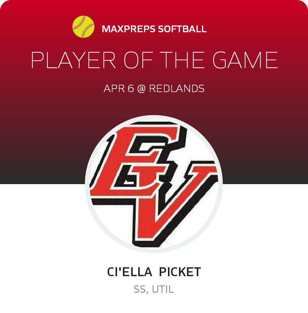#44 Ci'ella  Pickett Player of the Game badge