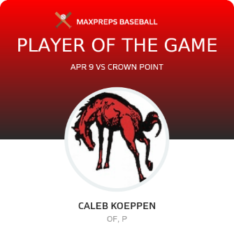#10 Caleb Koeppen Player of the Game badge