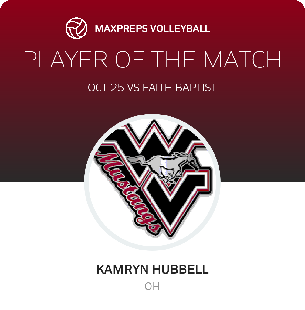 #9 Kamryn Hubbell Player of the Game badge