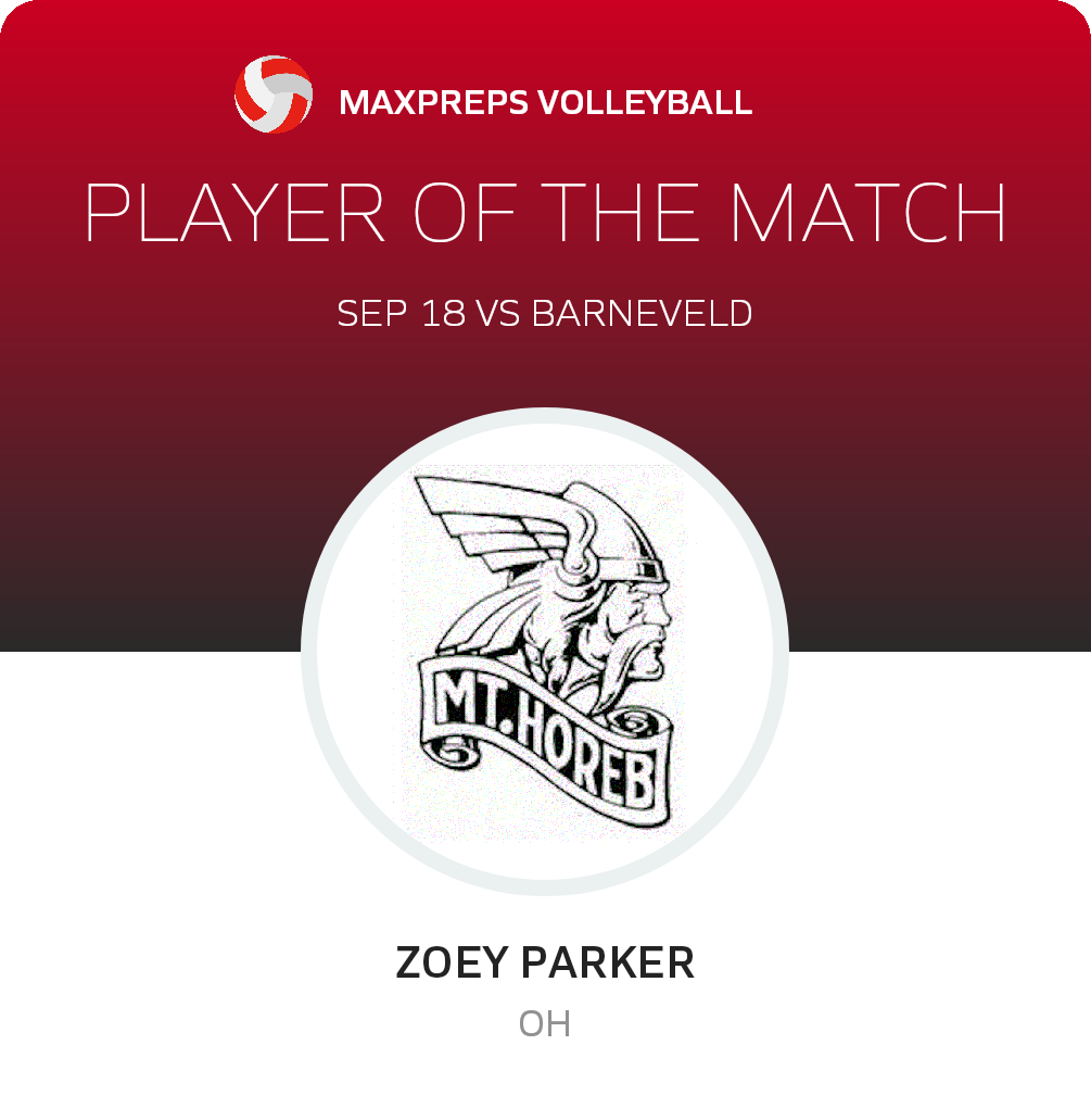 #3 Zoey Parker Player of the Game badge