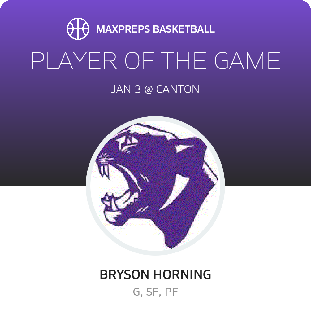 #22 Bryson Horning Player of the Game badge