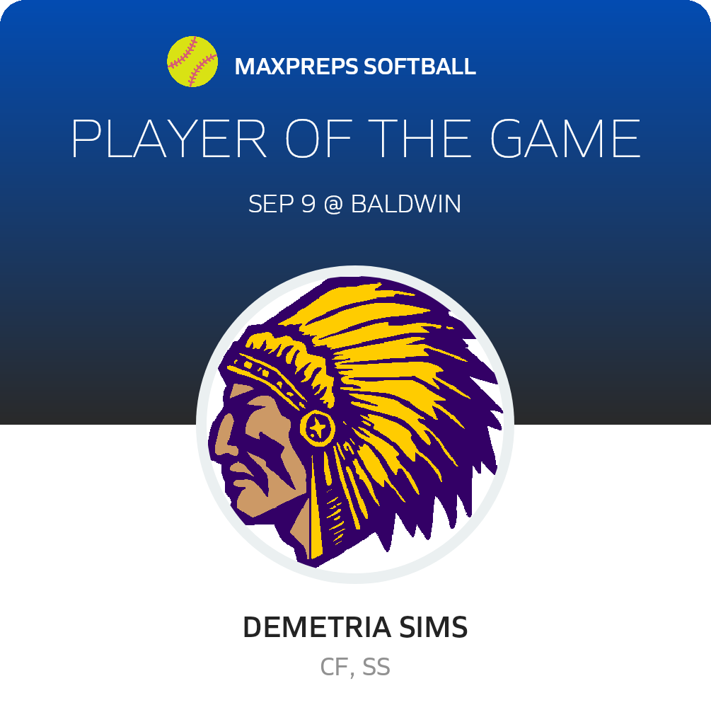 #13 Demetria Sims Player of the Game badge