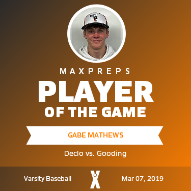 #10 Gabe Mathews Player of the Game badge