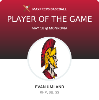 #14 Evan Umland Player of the Game badge
