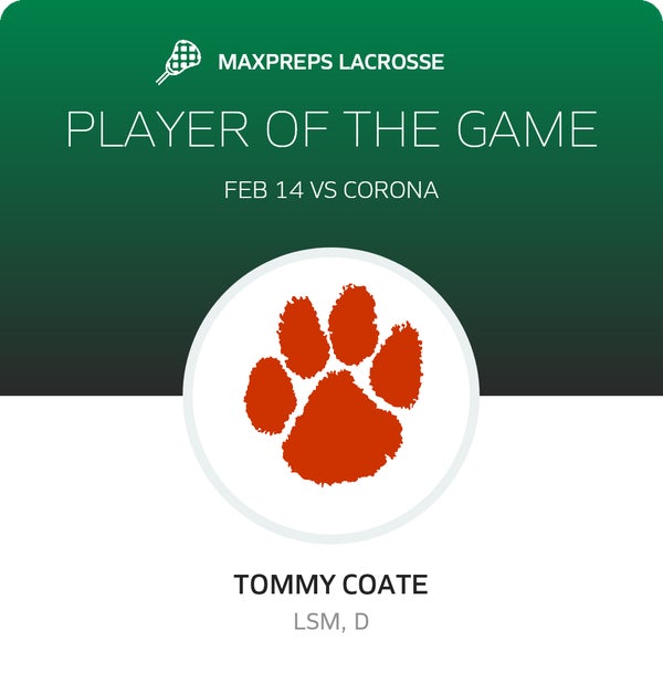 #44 Tommy Coate Player of the Game badge