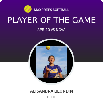 #44 Alisandra Blondin Player of the Game badge