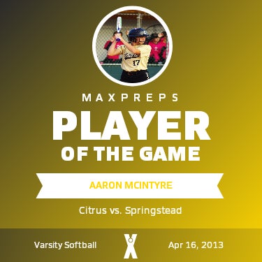 #11 Aaron McIntyre Player of the Game badge