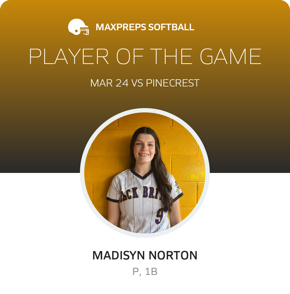 #9 Madisyn Norton Player of the Game badge
