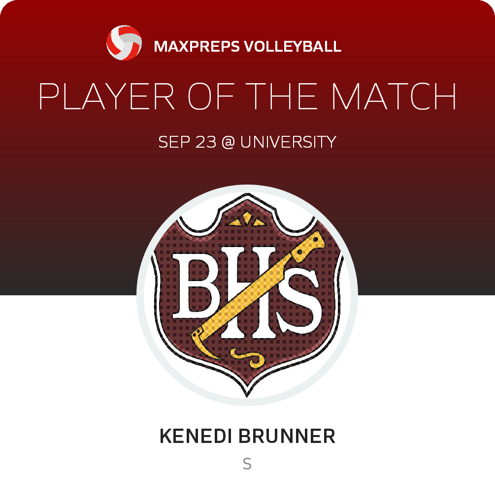 #3 Kenedi Brunner Player of the Game badge