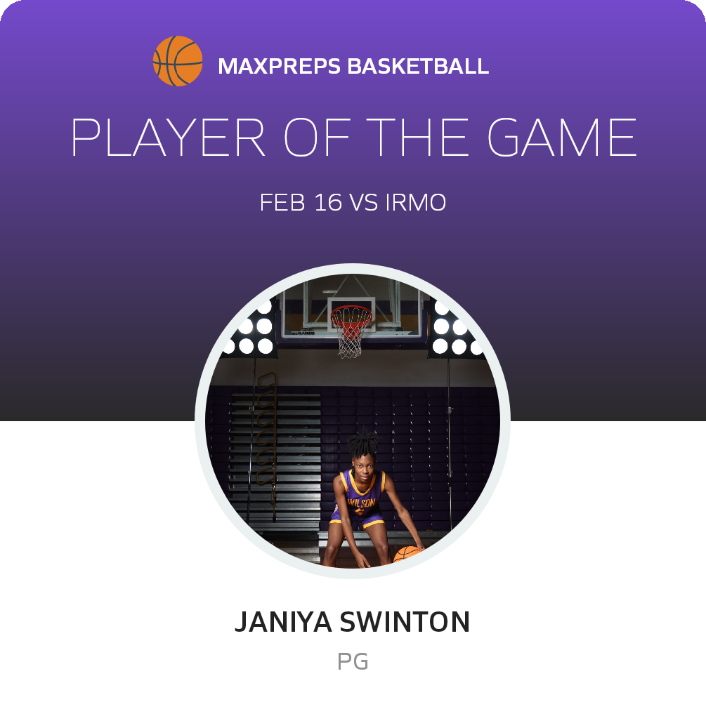 #5 Janiya Swinton Player of the Game badge