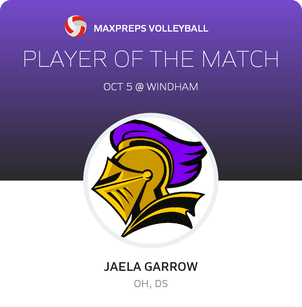#11 Jaela Garrow Player of the Game badge