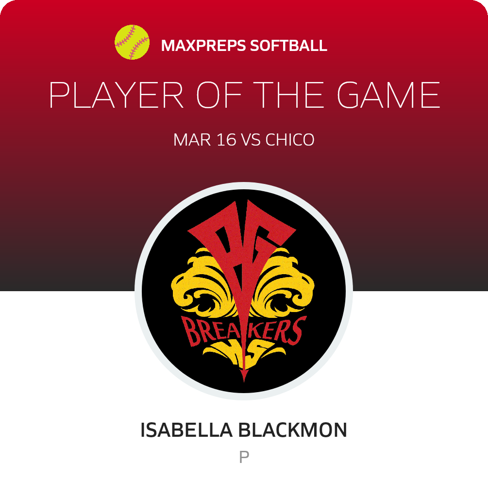 #7 Isabella Blackmon Player of the Game badge