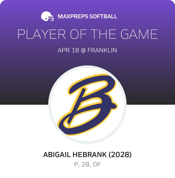 #12 A. Hebrank (2028) Player of the Game badge