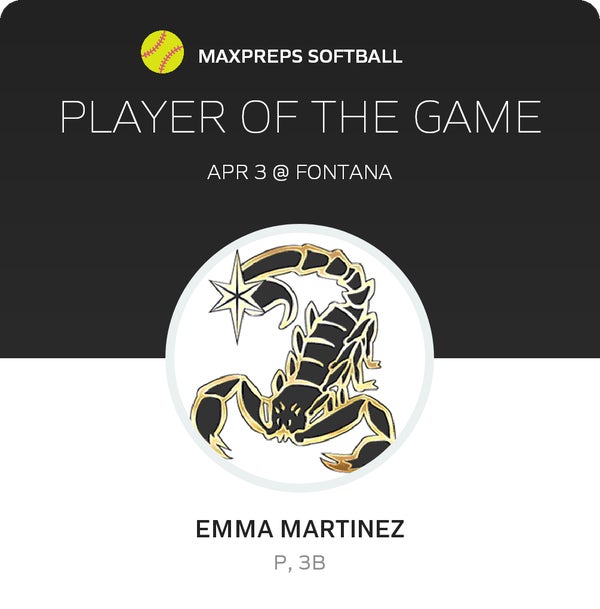 #15 EMMA MARTINEZ Player of the Game badge