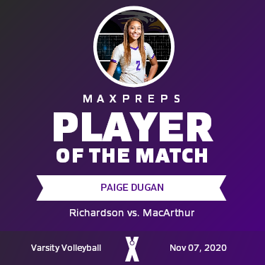 #2 Paige Dugan Player of the Game badge