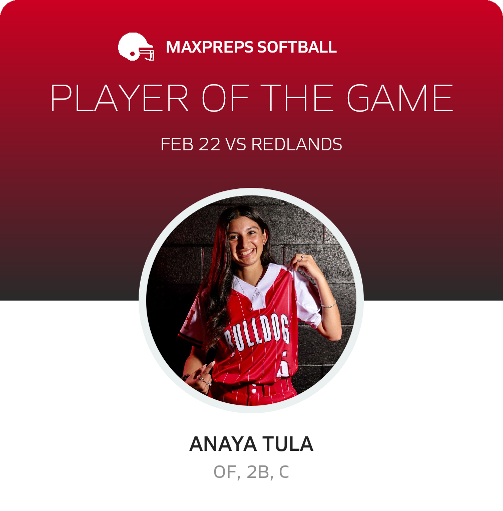 #5 ANAYA TULA Player of the Game badge