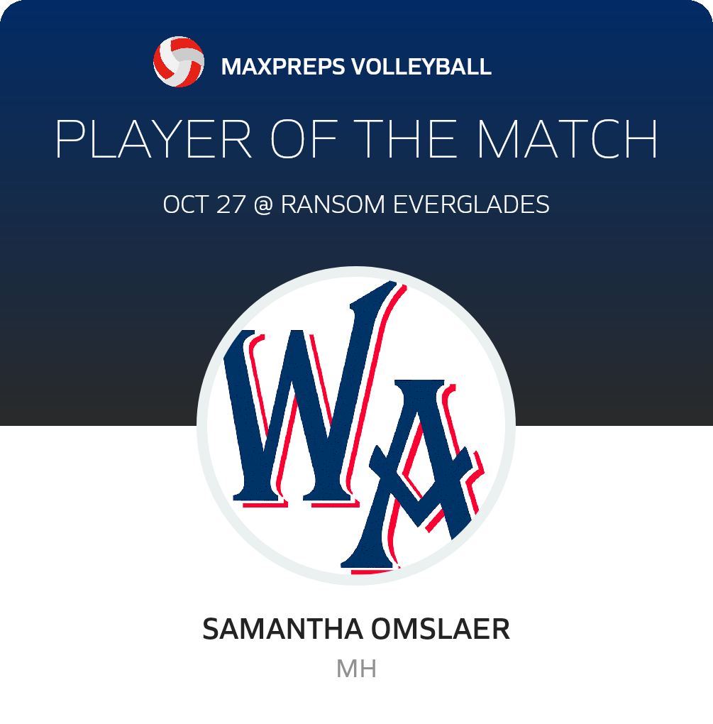 #2 Samantha Omslaer Player of the Game badge