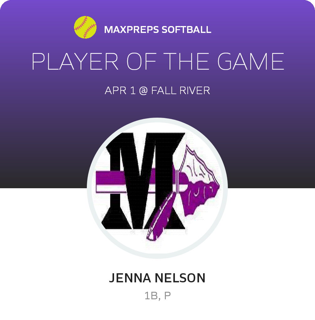 #18 Jenna Nelson Player of the Game badge