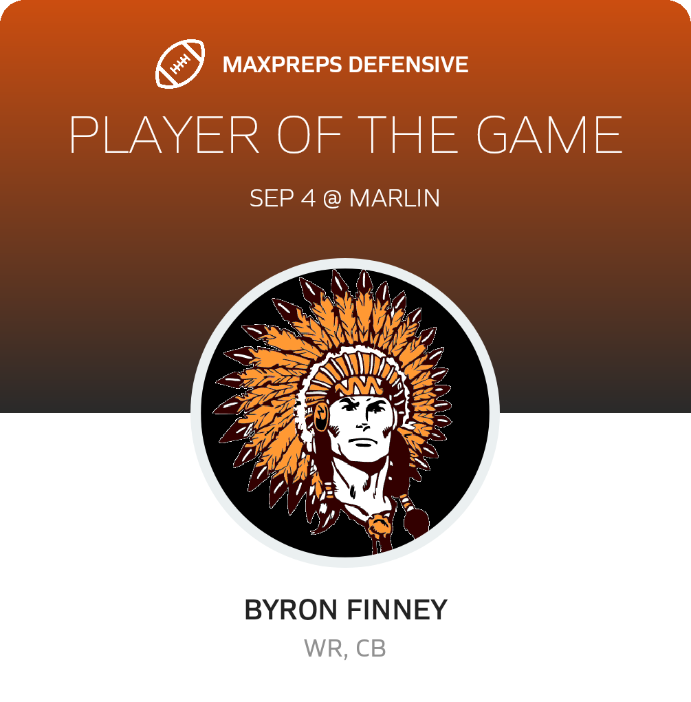 #9 Byron Finney Player of the Game badge