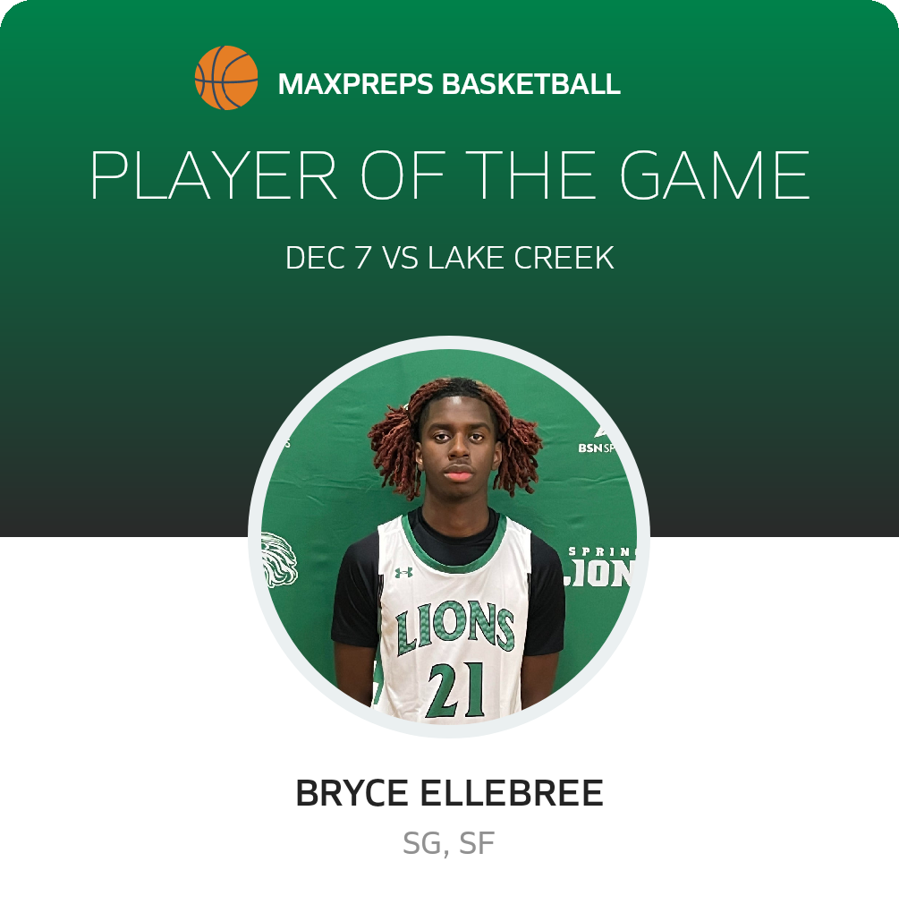 #21 Bryce Ellebree Player of the Game badge