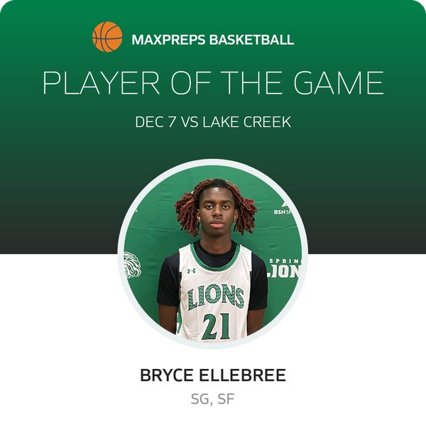 #21 Bryce Ellebree Player of the Game badge