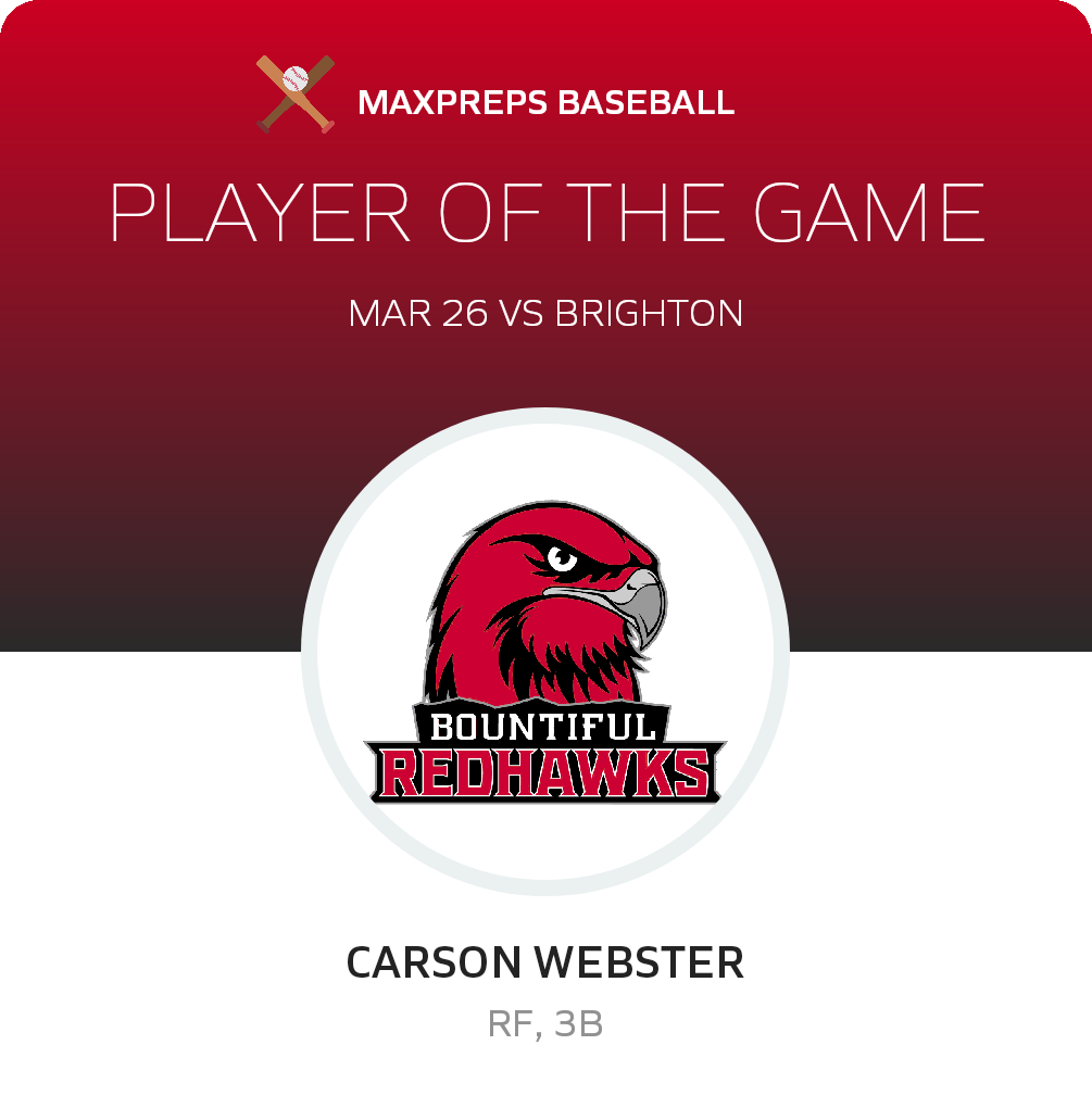 #8 Carson Webster Player of the Game badge
