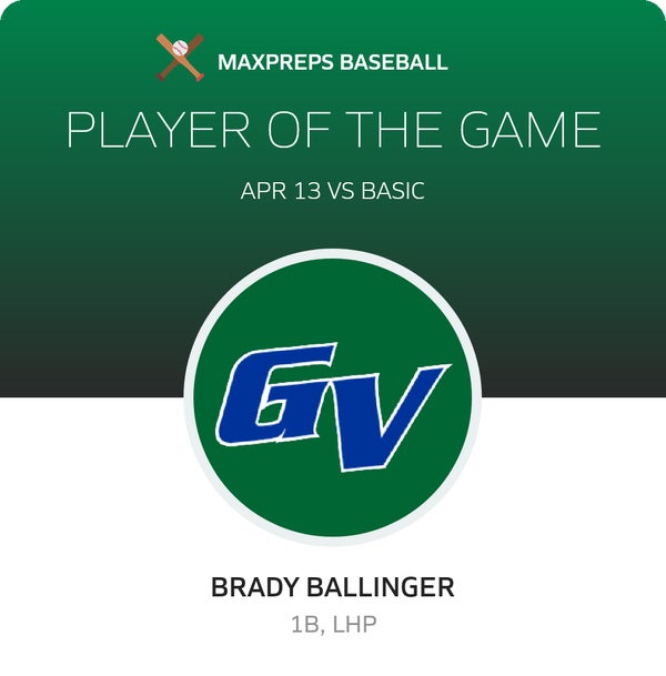 #7 Brady Ballinger Player of the Game badge
